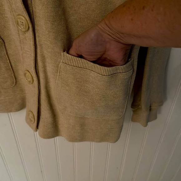 Basic Editions Tan Cardigan sz Small - Picture 10 of 15